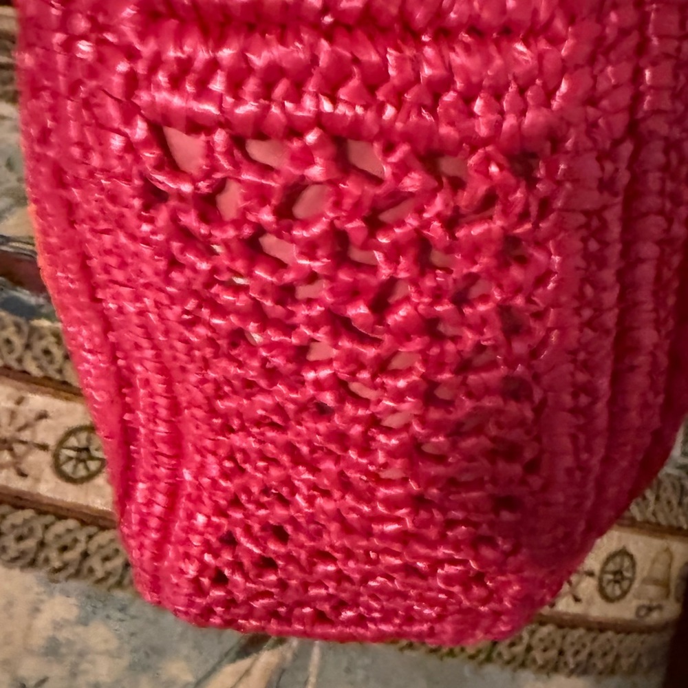 NWT Hawaii Kate spade New York Pink & Orange Woven Straw Tote - Picture 5 of 9